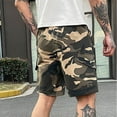 thumbnail image 5 of WTOBBY Men's Camouflage Cargo Bermuda Shorts with Elastic Drawstring Waist, Outdoor Trendy Loose Fit Pockets for Summer Adventures,Khaki XL, 5 of 5