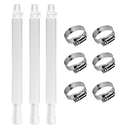 

Swimming Pool Replacement Hose 1.25 Diameter Accessory Pool Pump Replacement Hose 57 Long - Filter Pump Hose For Pump Models #607 #637 (3 Pool hose + 6 Metal Clamps)