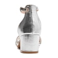 thumbnail image 6 of Women's Open Toe Ankle Strap Low Block Chunky Heels Sandals Silver Size 5, 6 of 7