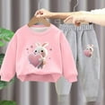 thumbnail image 2 of Odeerbi Kids Boys Girls Winter Warm Fleece Sweatsuits Two Piece Outfits Set Cartoon Printed Sweatshirt Jogger Pants Tracksuit Set Children Plush Loose Pullover Sweater Casual Hoodie Pink, 2 of 4