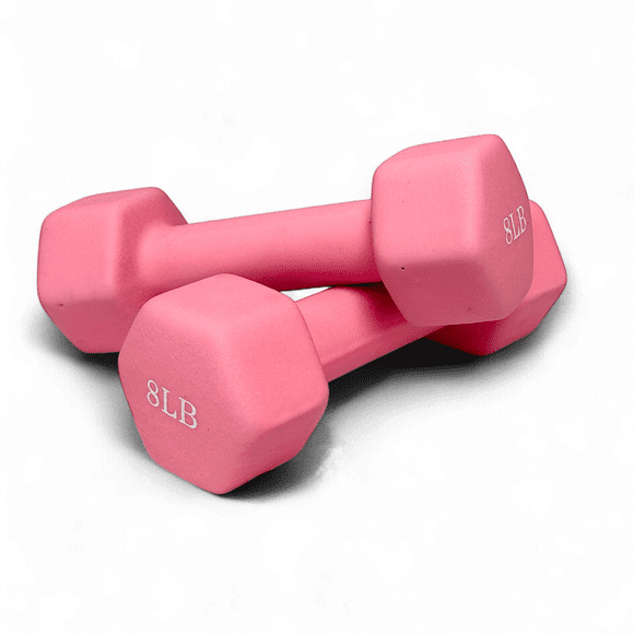Joie-Ciel Neoprene Dumbbell Set, Hex Anti-Roll Hand Weights, Cast Iron Core, Non-Slip Grip, 8 lb Pair
