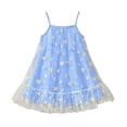 thumbnail image 2 of Girls Summer Floral Print Dresses Flowy Sleeveless V Neck Bow Shoulder Ruched Waist Casual Play Sundress Sky Blue 5-6 Years, 2 of 5