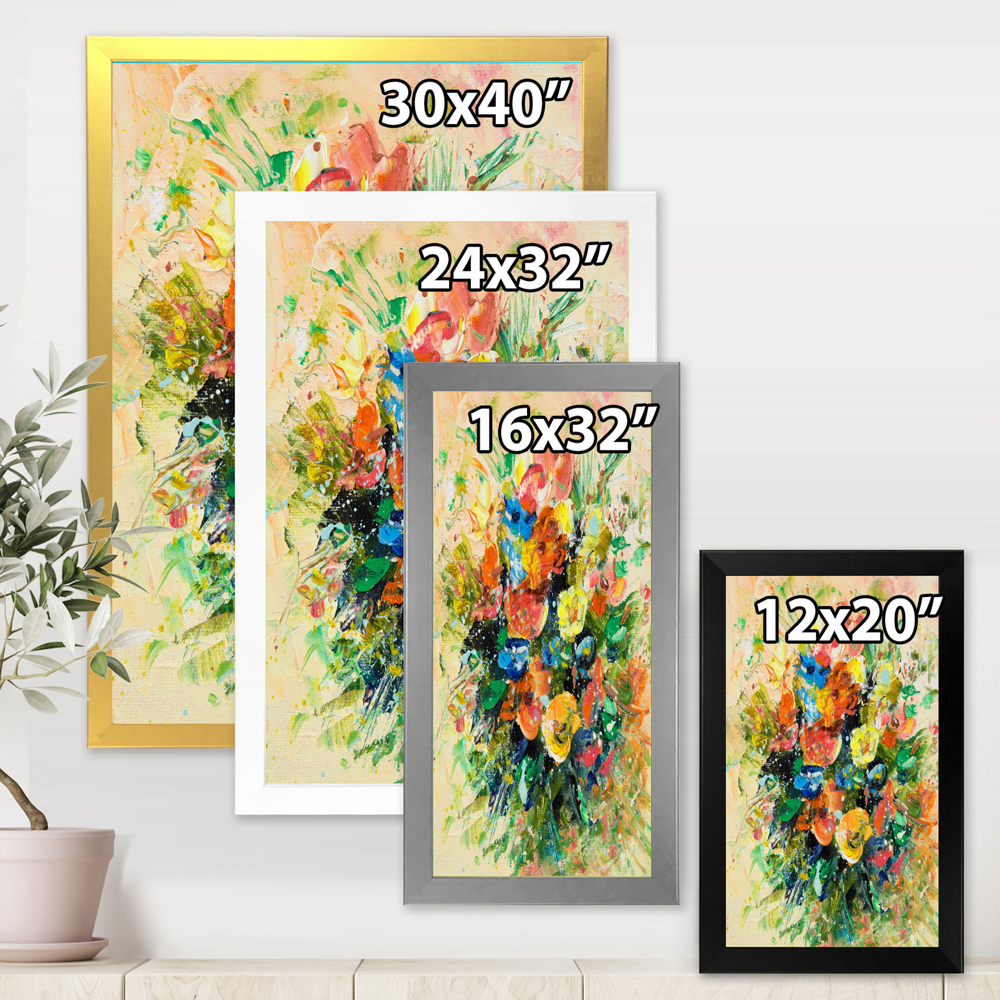 Designart 'Ancient Fresh Flowers Bouquet Of Wildflowers' Traditional Framed Art Print