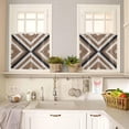 thumbnail image 4 of Kitchen Curtains Set, Brown Black Kitchen Curtains and Valances Set, Boho Wooden Modern Geometric Abstract Rod Pocket Tier Curtains 24 Inch Length for Cafe/Bedroom Windows, 4 of 6