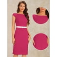 thumbnail image 2 of DARING DIVA Women's Cap Sleeve Boat Neck Pencil Dresses XS Hot Pink, 2 of 6