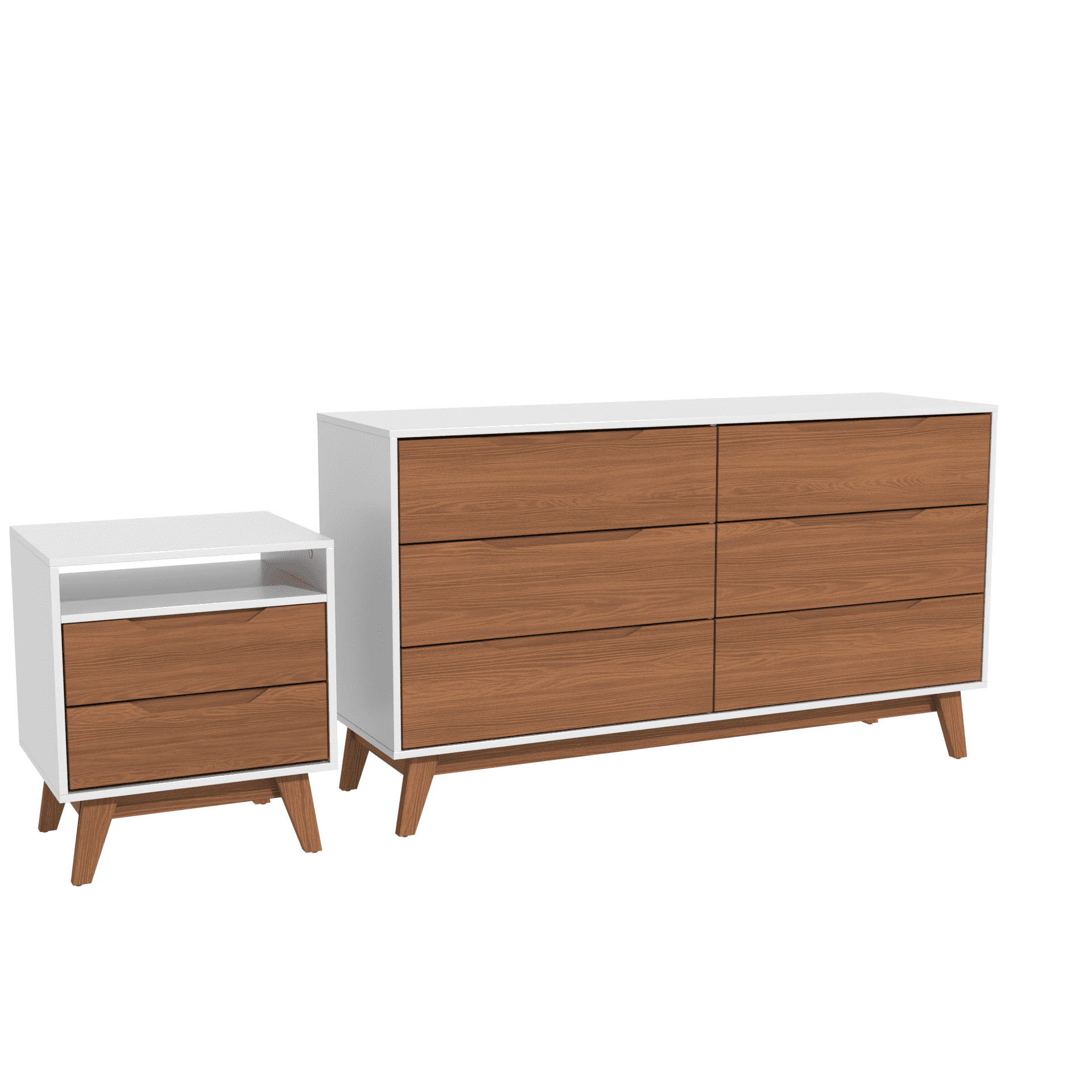 Kappesberg Bedroom Furniture Set with 6-Drawer Dresser and 2-Drawer Nightstand White/Golden Oak – Modern Storage Combo