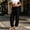Black, variant on Ynynloco Womens Summer Casual Cotton Linen Pants Drawstring Elastic High Waisted Work Trousers Joggers Trendy Harem Pants with Pockets