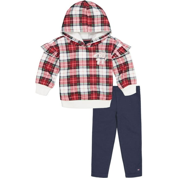 Tommy Hilfiger girls 2 Pieces Leggings Set 6 Years Red Plaid/Navy Blazer