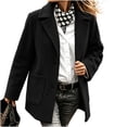 thumbnail image 7 of Womens Trench Coat with Pockets Notched Lapel Fall Winter Single Breasted Casual Business Formal Wool Coat Black 3XL, 7 of 7