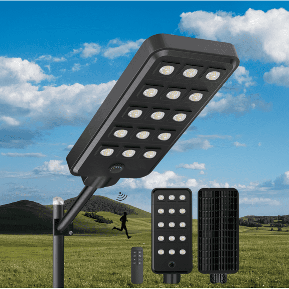 Bjsuc Ultra-Large Solar Street Lights ,15000W Commercial Parking Lot Lights Dusk to Dawn,IP67 Waterproof Solar Power Flood Security Light with Remote