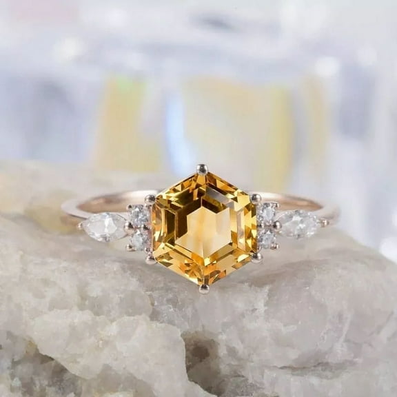 Certified Natural Yellow Citrine 925 Sterling Silver Handmade Ring Statemant Ring