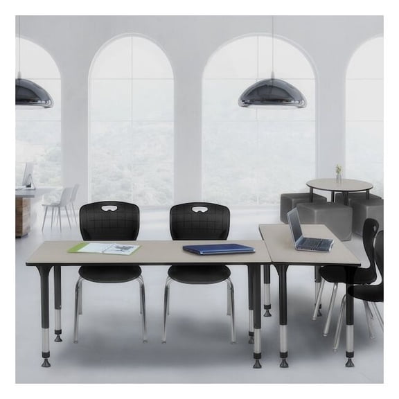 Kee 72in. Adjustable Table-Maple & 4 Andy 18-in Chairs-Black