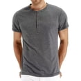 thumbnail image 5 of Vicojack Men's Henley T-Shirts 3-Button Placket Short Sleeve Plain Casual Summer Tee, Pack of 2 (M-XXL), 5 of 8