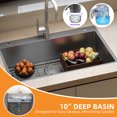 thumbnail image 5 of Craftian 33" Drop-In Black Stainless Steel Kitchen Sink, Single Bowl, Top Mount with Bottom Grid, 5 of 10