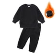 thumbnail image 2 of SUXIAN Boys Girls Fall Winter Soft Piece Athletic Jogger Pants Tracksuit Set Comfortable Clothes Set Black 100, 2 of 3