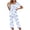 Light Blue, variant on SwiftWear Relaxed Pajams Set 2 Piece V-neck Top with Floral Prints, 7Inch Mid-Calf Capris (Elastic Waist & Pockets) - Stylish & Comfy Sleepwear