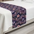thumbnail image 2 of Floral Bed Runner, Vintage Theme Meadow-Sweet and Oak Flowers Fresh Spring Shades, Decorative Accent Bedding Scarf for Hotels Homes and Guestrooms, Queen, Night Blue Pale Pink, by Ambesonne, 2 of 2