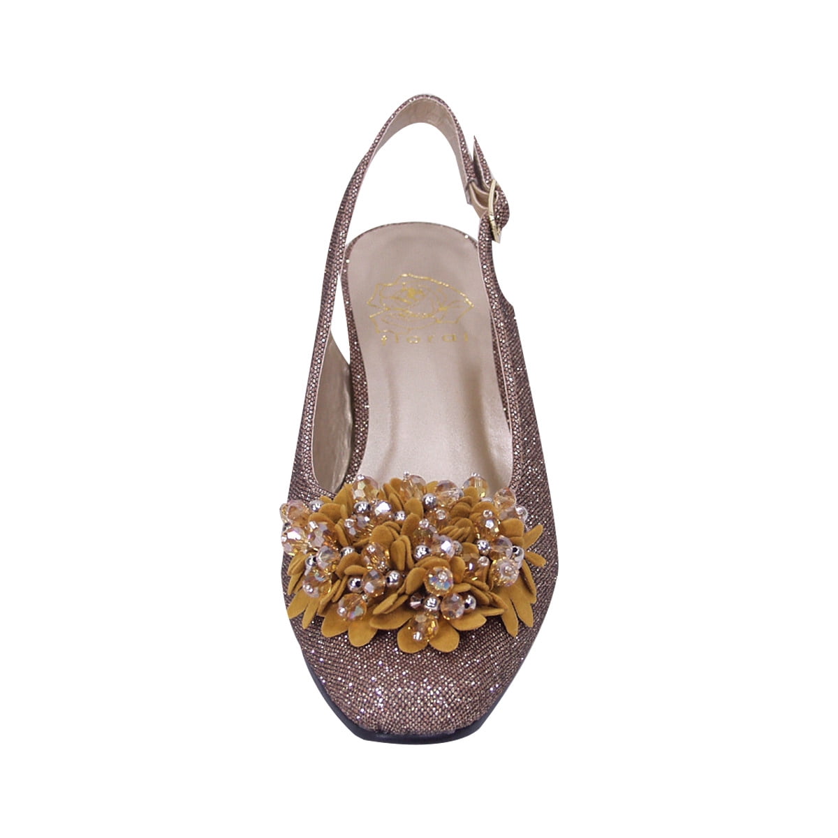 Floral Women's Natalie Extra Wide Width Metallic Flower Bow Slingback