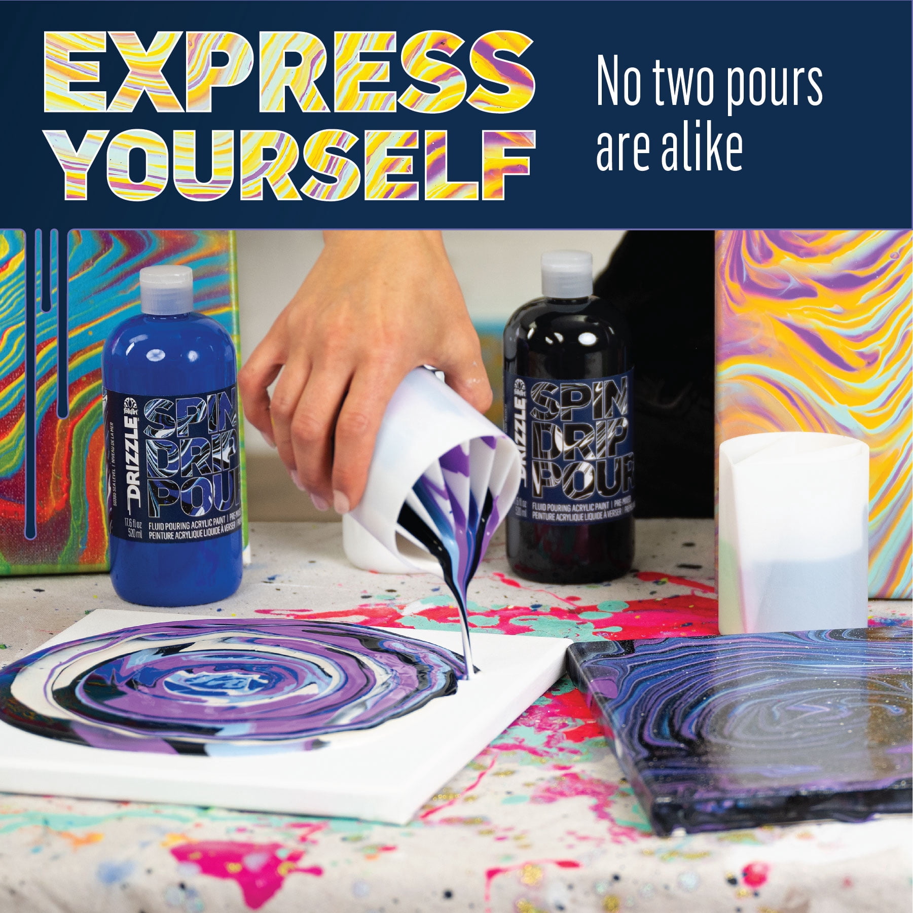 FolkArt Drizzle Pre-Mixed Fluid Pouring Acrylic Paint, 17.6oz., 6 Pack