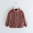 thumbnail image 3 of Toddler Fleece Jacket Solid Color Zip-Up Warm Coat 18-24 Months Polyester Hooded Outerwear for Daily Outdoor Winter Toddler Fleece Jacket, 3 of 4