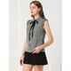 thumbnail image 4 of Blusa Abotonada Allegra K con Volantes Cuello Vuelto Negro XL, 4 of 6