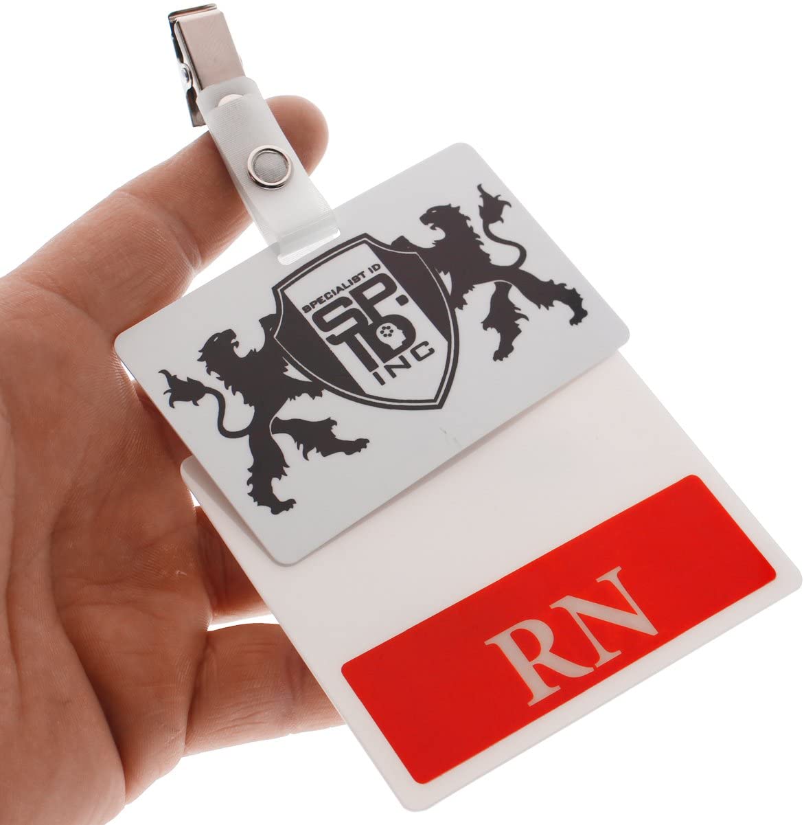 Bulk 100 Pack - Dual Strap ID Badge Clip with Two Reinforced Straps - Perfect for Badge Buddies - Holds Two Identification Cards and Clips to Pocket or Scrubs by Specialist ID