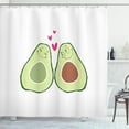 thumbnail image 1 of Avocado Shower Curtain, Cute Doodle Alligator Pear Couple in Love Wedding Theme Happy Characters, Fabric Bathroom Set with Hooks, 69W X 84L Inches Extra Long, Pink Green Pale Brown, by Ambesonne, 1 of 3
