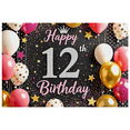thumbnail image 3 of Sparkly 12th Birthday Backdrop Banner with Crown Balloons and Stars Party Supplies Photography Props Birthday Decoration Happy Birthday Decor Background for Photo Booth Party Decorations, 3 of 7