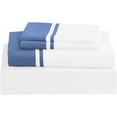 thumbnail image 2 of DNG Creations 4 Piece Two Tone Sheet Set 100% Egyptian Cotton, 800 Threads Count - 8 Inch Deep Pocket ( Solid White/Medium Blue - Olympic Queen ), 2 of 4