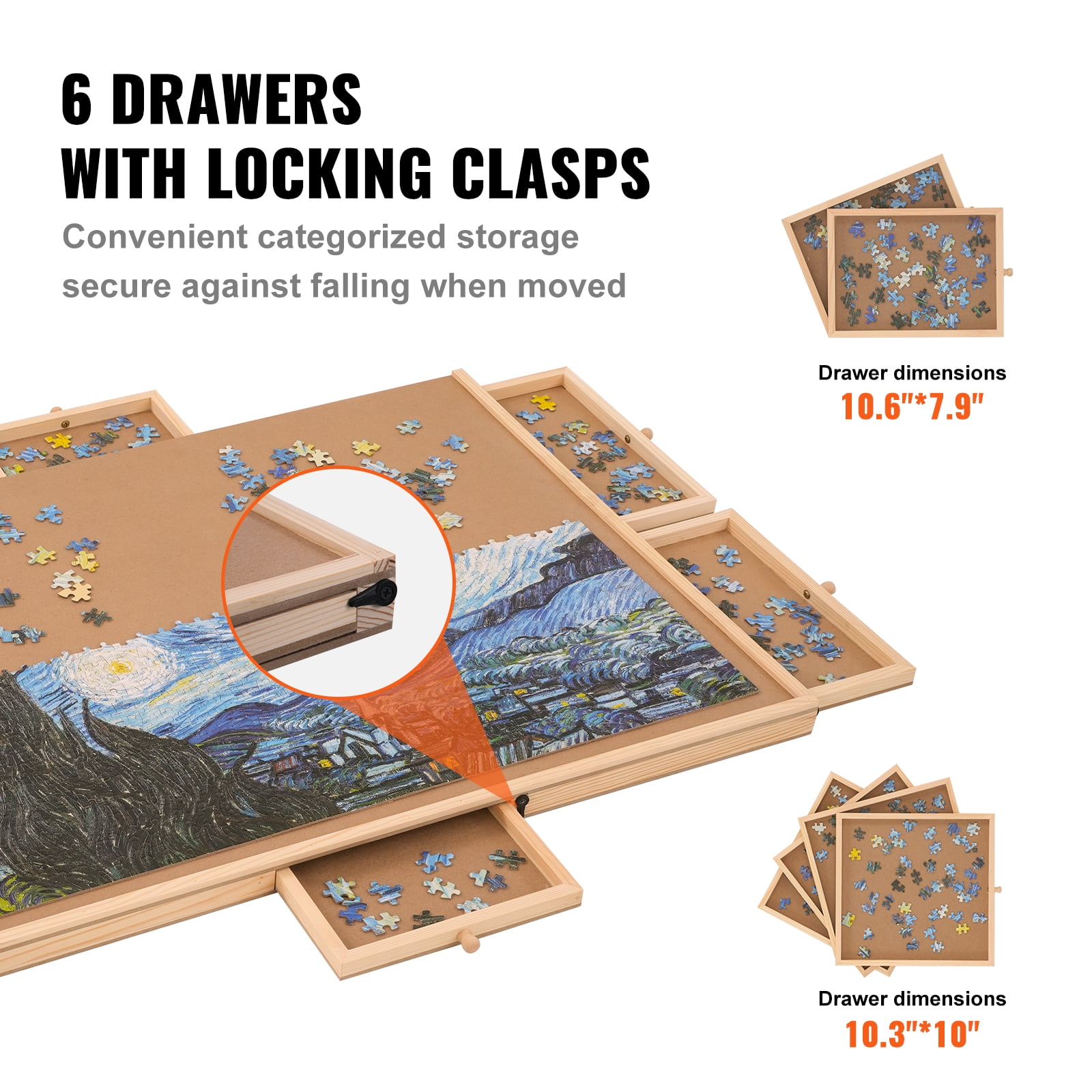 KFFKFF Pine 1000 Piece Pieces Puzzles, Puzzle Board, Puzzle Table, Portable Puzzle Tables，30"x21.6" Rotating Wooden Jigsaw Puzzle Plateau for Adults & Kids & Elder
