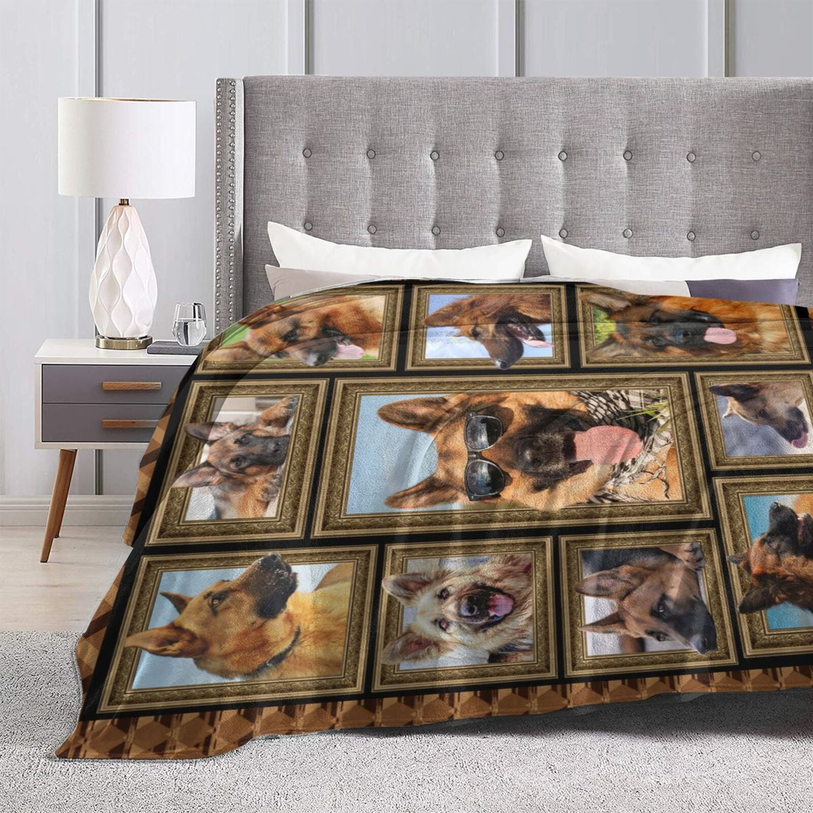 Wijzvio German Shepherd Dog Throw Blanket Soft Fuzzy Fleece Blanket For Couch Bed Living Room Decoration 50"X40"