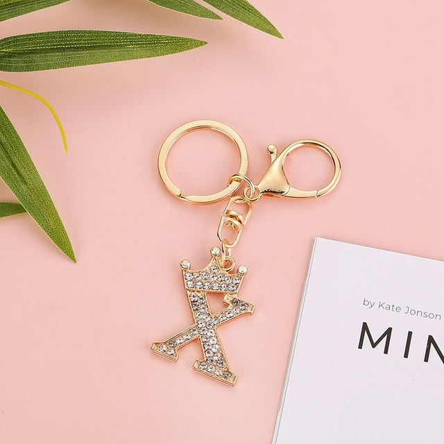 Stylish Metal Alphabet Letter Keychain Fashion Jewelry Accessory for Bags and Personal Items with Exquisite Encrusted Detailing
