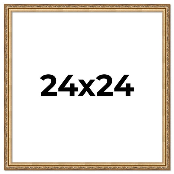 24x24 Frame Gold Solid Wood Picture Frame Width 1.25 Inches | Interior Frame Depth 0.375 Inches |