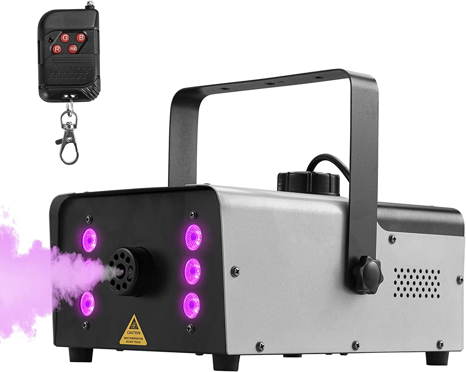 Halloween,Parties or Weddings,with Fuse Protection Fog Machine JDR Smoke Mini Machine 13 Colorful LED Light 600W and 3500CFM with Wireless Remote Control and Automatic spray for Disinfection 