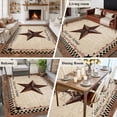 thumbnail image 5 of Western Star Brown Area Rugs 5'x7', Small Throw Rugs for Laundry Room Playroom, Texas Stars Retro Farmhouse Buffalo Plaid Indoor Outdoor Rug Non-Slip Low Pile Carpet Runner Reversible Floor Mats, 5 of 8