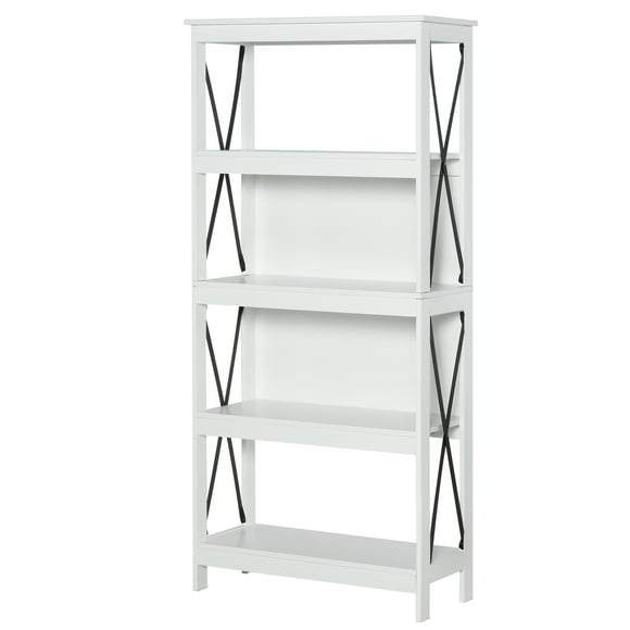 HOMCOM 4-Tier Bookcase Display Shelf Unit Storage Rack Organizer for Living Room, Office, White