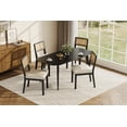 thumbnail image 2 of Set of 2 Modern Rattan Dining Chairs – Armless Upholstered Linen Side Chairs with Woven Rattan Backrest & Solid Wood Frame – Black for Dining Room & Kitchen, 2 of 8