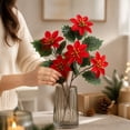 thumbnail image 6 of JeashCHAT Artificial Poinsettia Flowers Christmas Flowers 17.7 inch Faux Red Poinsettia Floral Bouquet for Home Office Vase Decor, Winter Holiday Christmas Decorations, 6 of 8