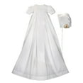 thumbnail image 1 of Baby Girls White Satin Rosette Bonnet Christening Dress Gown 6-12M, 1 of 3