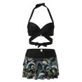 thumbnail image 7 of WREESH Womens Swim Skirt Bikini Sets Criss Cross Bathing Suit Bikini Print Splicing Two-Piece Swimsuit Beachwear Set Black, 7 of 7