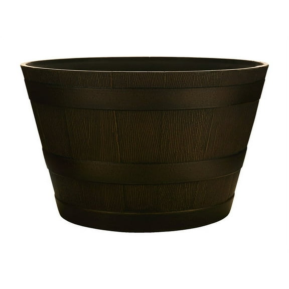 Southern Patio 20.5" Brown Resin Whiskey Barrel Planter