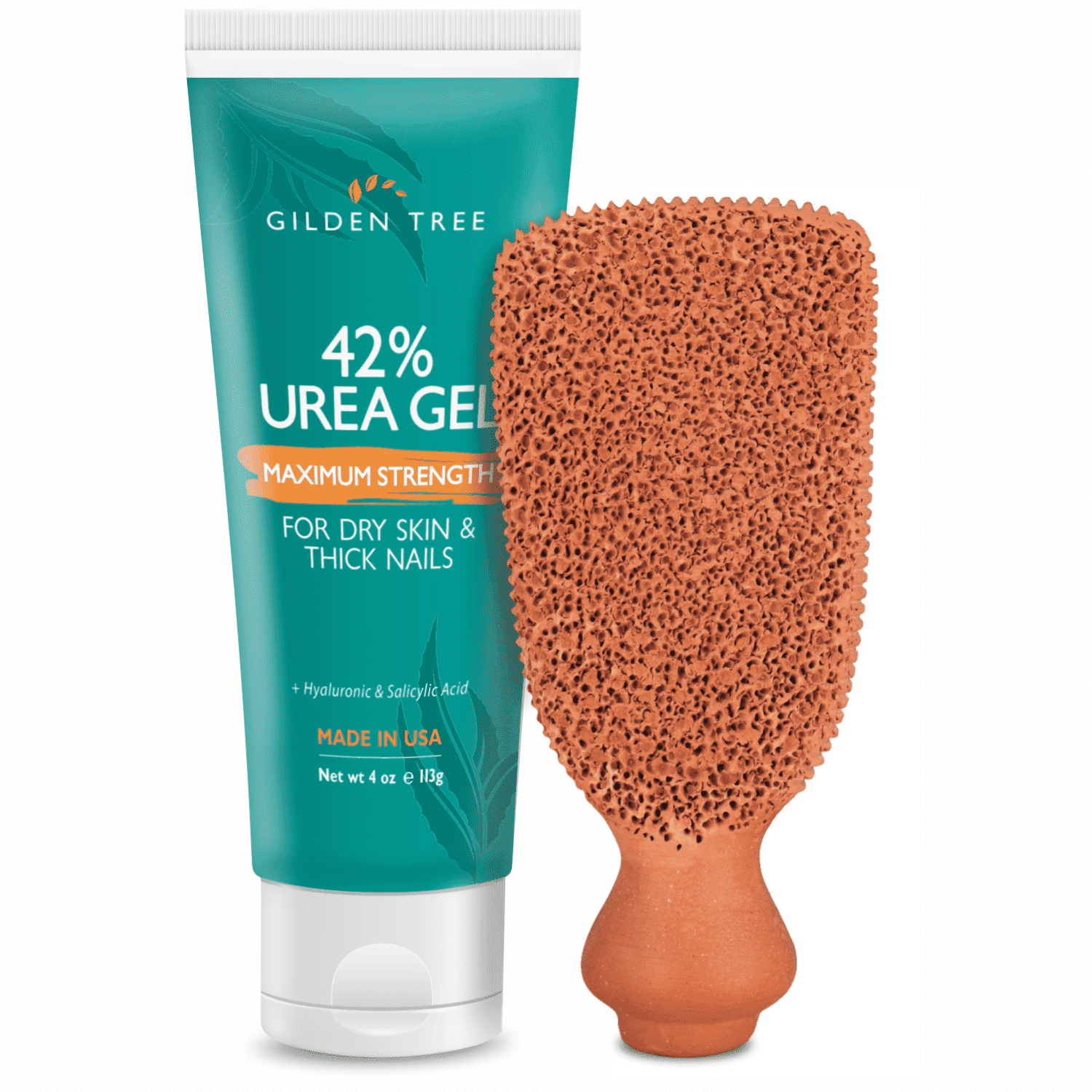CALLUS REMOVER FOR FEET - Premium Foot Scrubber + Urea Gel with Salicylic & Hyaluronic Acid for Cracked Heels, Soften Thick Painful Toenails and Exfoliate Dry Rough Skin on Feet Elbows Knees