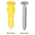 thumbnail image 2 of Unique Bargains 6X30mm Plastic Expansion Pipe Column Concrete Anchor Wall Plug Frame Fixings Tube with Screws Yellow 20 pcs, 2 of 4