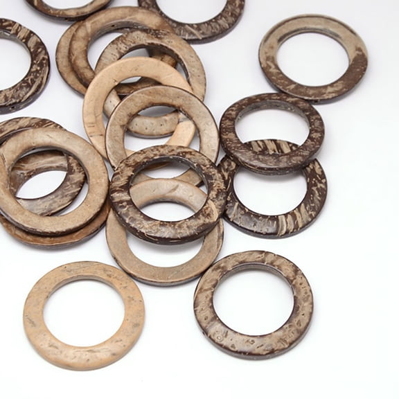 20 pc Wood Jewelry Findings Coconut Linking Rings Camel 38x2~5mm