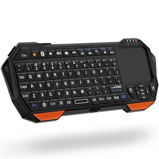 Fosmon Lightweight Mini Wireless Bluetooth Keyboard Controller (Qwerty Keypad) with Built-in Touchpad for Apple, Android, Windows Smartphones, Tablets, PS4, Laptop, (Black & Orange) - Walmart.com