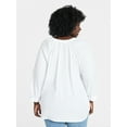 thumbnail image 3 of Terra & Sky Women's Plus Size Button Blouse with 3/4-Length Sleeves, Sizes 0X-5X, 3 of 5