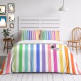 thumbnail image 4 of Rainbow Lines Full Duvet Cover Set, Vertical Stripes Abstract Modern Decorative 3 Piece Bedding Set with Zipper Closure Soft Breathable Microfiber Comforter Cover & 2 Pillowcases, 4 of 6