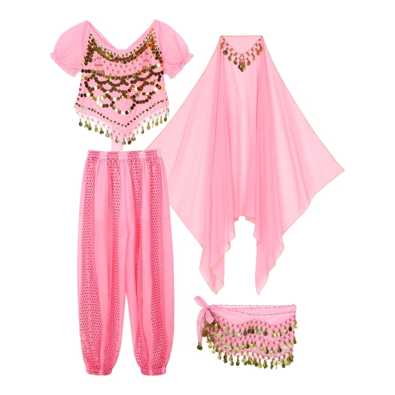 Doomiva Women Indian Dance Costume 4Pcs Belly Dance Outfits