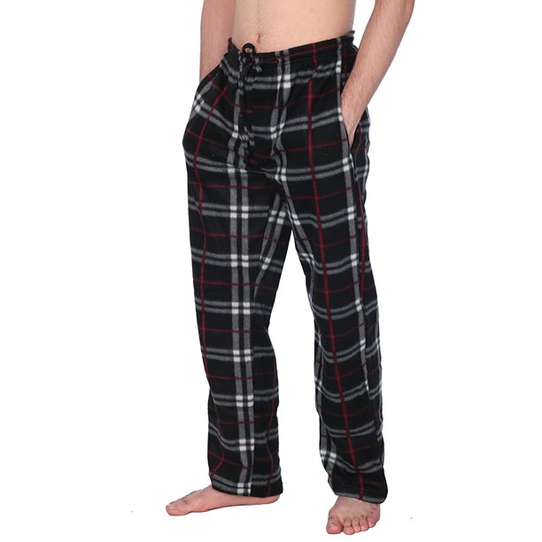 Active Club Men's Plaid Microfleece Pajama Lounge Bottoms PJ Pants