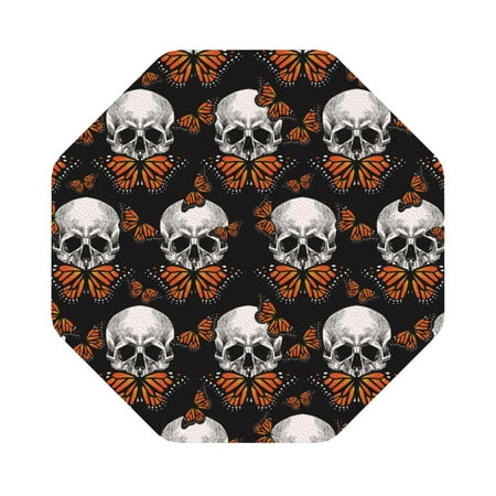 

Matuu Butterfly Skull for Cup Coasters Set of 6 Leather Coasters Desk Coasters for Office Measures 4” x 4” Octagon